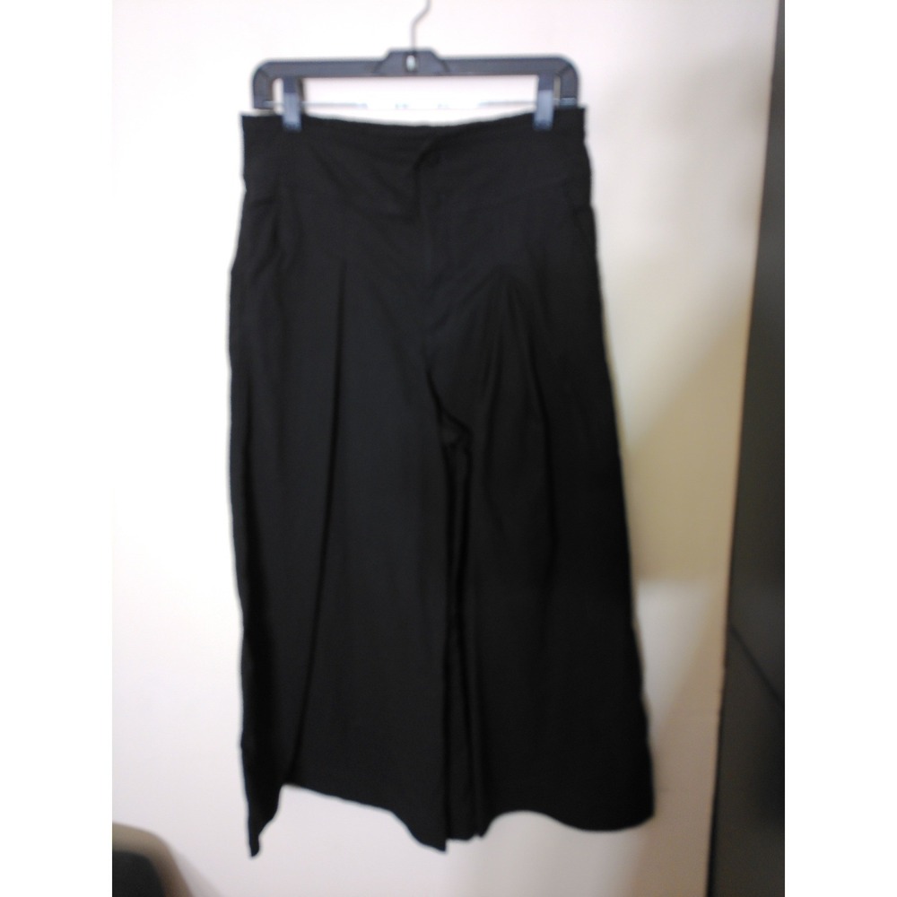 Maeve Wide Leg Pants Women 10 Black Vtg Inspo Pleated Cropped Academia 2090